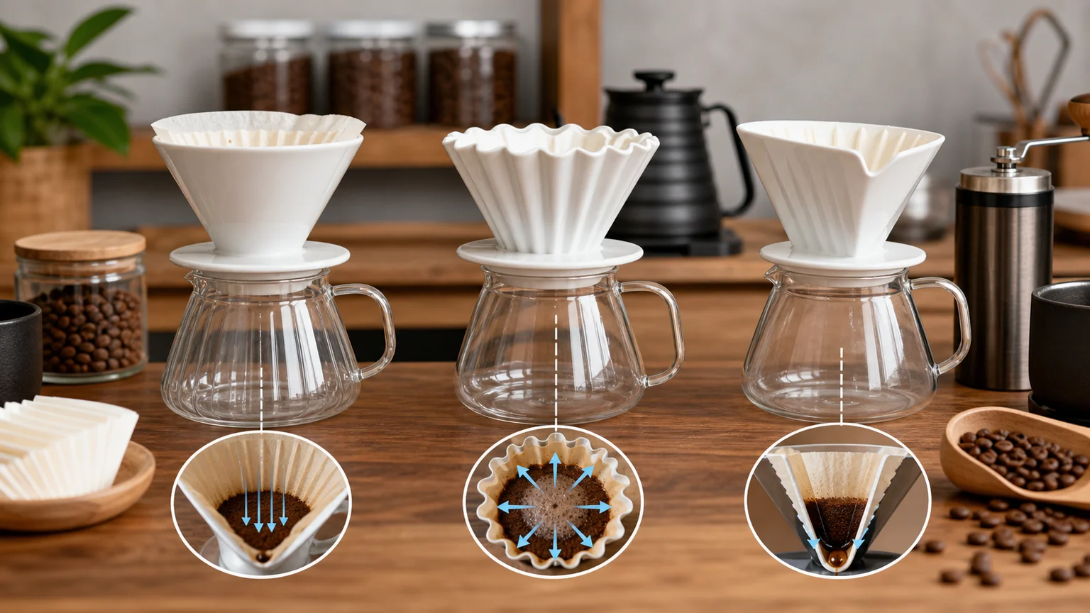 手沖濾杯怎麼選？V60、扇形與蛋糕杯的風味差異